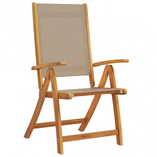 Klapstole i massivt akacietræ og textilene - gråbrun, 2 stk.