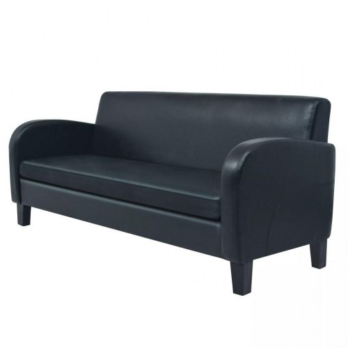 3-personers sofa i kunstlæder - sort, klassisk design