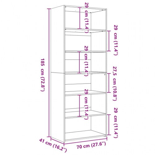 Reol 70 x 41 x 185 cm - sonoma-eg