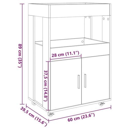 Barvogn 60x39,5x89 cm konstrueret træ sort