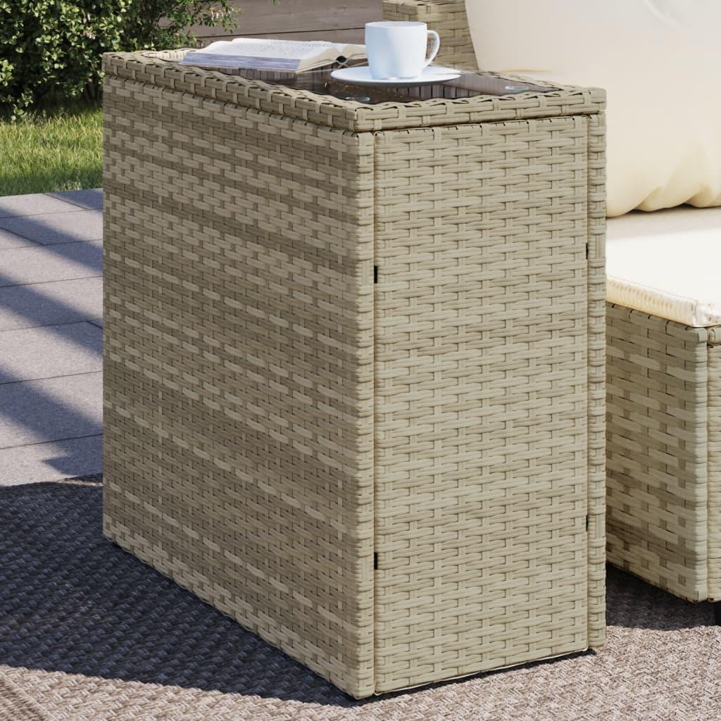 Havesidebord Med Glastop 58x275x55 Cm Polyrattan Lysegrå