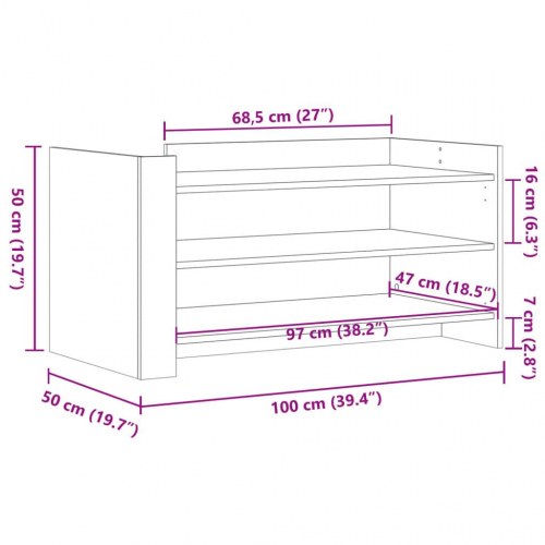 Sofabord 100 x 50 x 50 cm i konstrueret træ - sonoma-eg