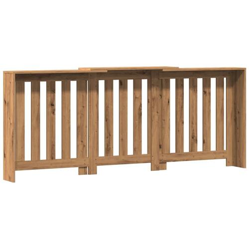 Radiatorskjuler 205x21,5x83,5 cm konstrueret træ egetræsfarvet