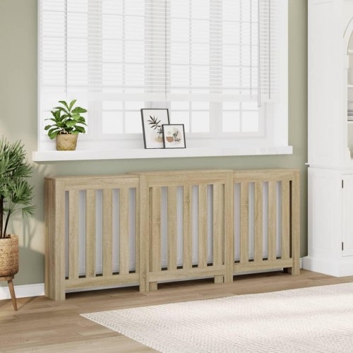 Radiatorskjuler 205 × 21,5 × 83,5 cm i konstrueret træ - sonoma-eg