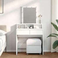 Makeupbord med LED-lys 80x41x144,5 cm hvid