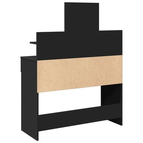 Makeupbord med LED-lys 100x40x130 cm sort