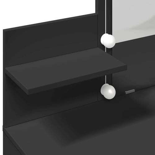 Makeupbord med LED-lys 100x40x130 cm sort