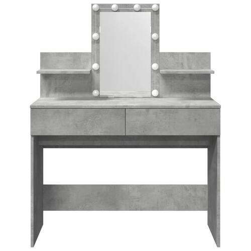 Makeupbord med LED-lys 100x40x130 cm betongrå