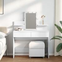 Makeupbord med LED-lys 100x40x130 cm hvid