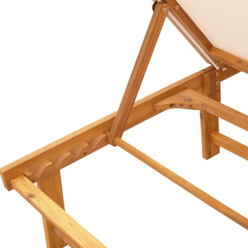 Liggestole 2 stk. med sidebord - massivt akacietræ og textilene, creme