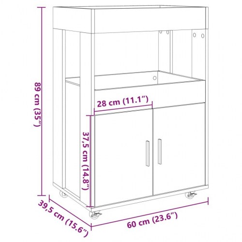 Barvogn 60x39,5x89 cm konstrueret træ brun egetræsfarve