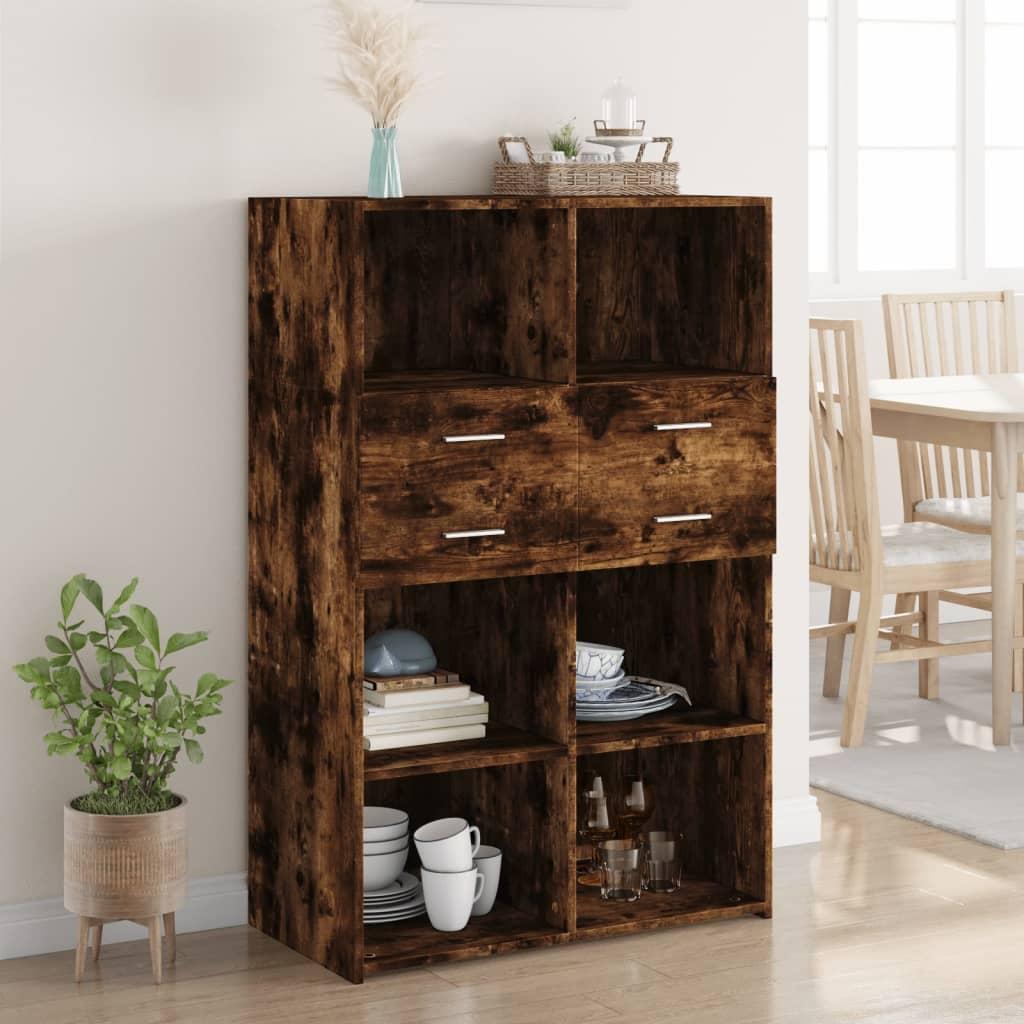 Reol/skænk 80 × 42,5 × 124 cm i konstrueret træ - røget egetræsfarve