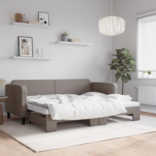 Daybed med udtræk 80×200 cm - stof, gråbrun