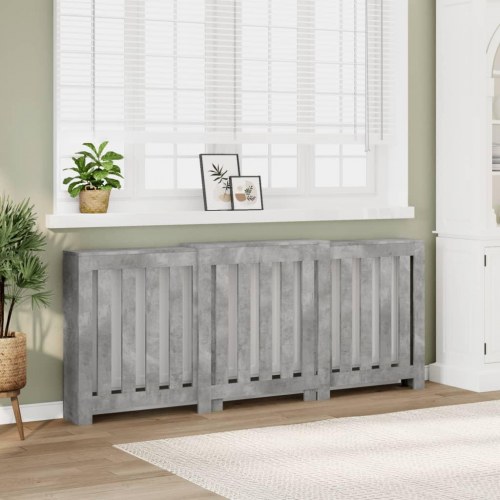 Radiatorskjuler 205 x 21,5 x 83,5 cm i konstrueret træ - betongrå