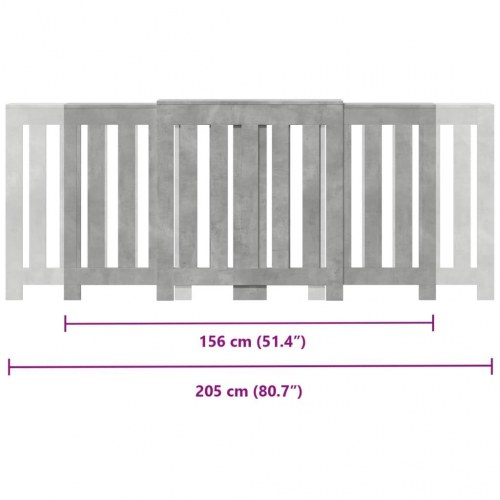 Radiatorskjuler 205 x 21,5 x 83,5 cm i konstrueret træ - betongrå