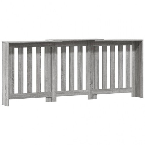 Radiatorskjuler med hylde 205 × 21,5 × 83,5 cm - konstrueret træ, grå sonoma-eg
