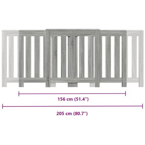 Radiatorskjuler med hylde 205 × 21,5 × 83,5 cm - konstrueret træ, grå sonoma-eg