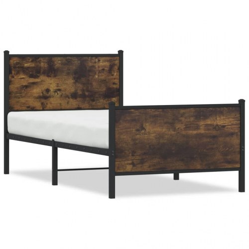 Sengeramme 90x200 cm i metal - røget egetræsfarve