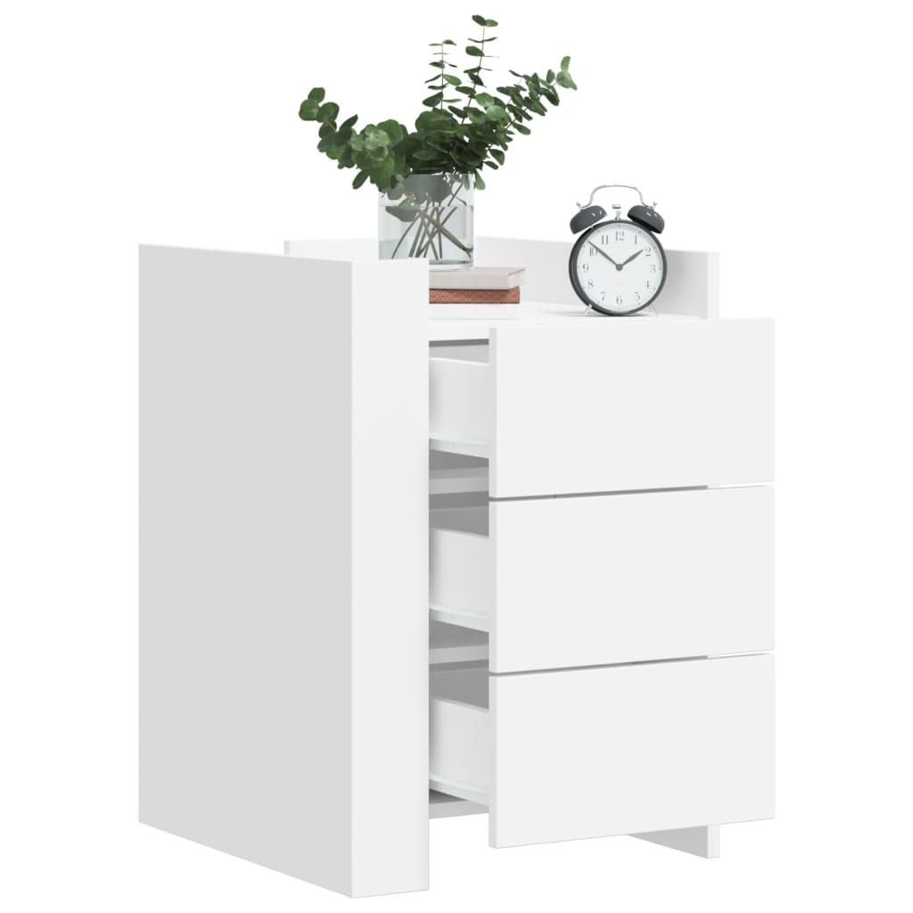 Sengebord i hvidt konstrueret træ - 45 × 50 × 65 cm med skuffe