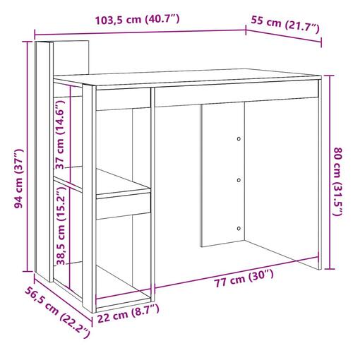 Skrivebord 103,5x56,5x94 cm konstrueret træ betongrå