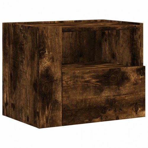 Væghængt sengebord 45 x 30 x 35 cm - røget egetræsfarve