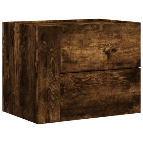 Væghængt sengebord med 2 skuffer 45 x 30 x 35 cm - røget egetræsfarve