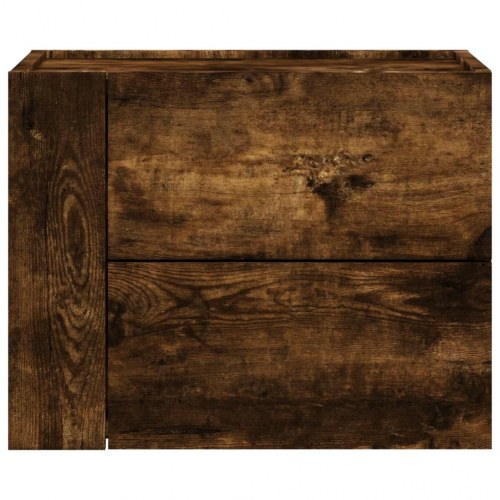 Væghængt sengebord med 2 skuffer 45 x 30 x 35 cm - røget egetræsfarve