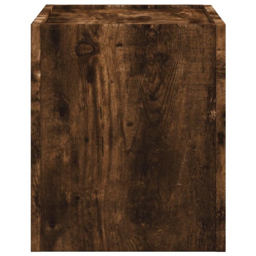 Væghængt sengebord med 2 skuffer 45 x 30 x 35 cm - røget egetræsfarve