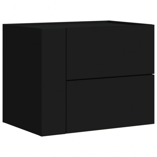 Væghængt sengebord 45 × 30 × 35 cm - sort med skuffer