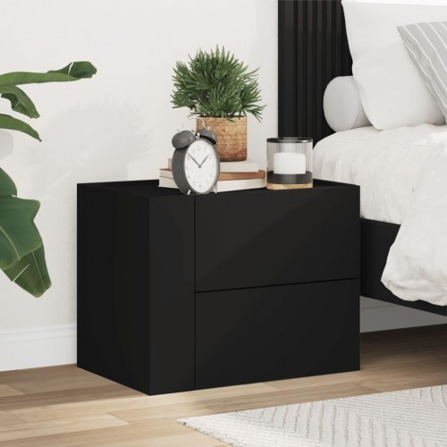 Væghængt sengebord 45 × 30 × 35 cm - sort med skuffer