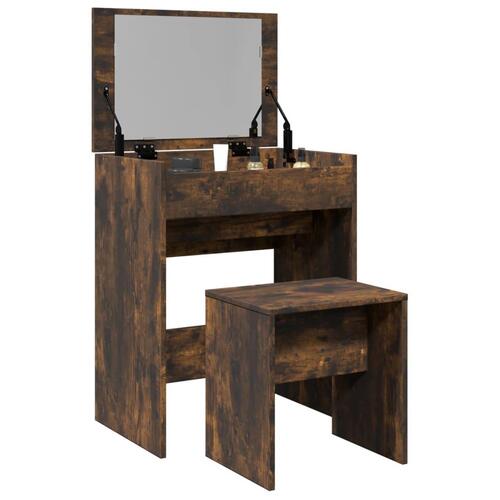 Kosmetikbord med skammel 60x40x113,5 cm røget egetræsfarve