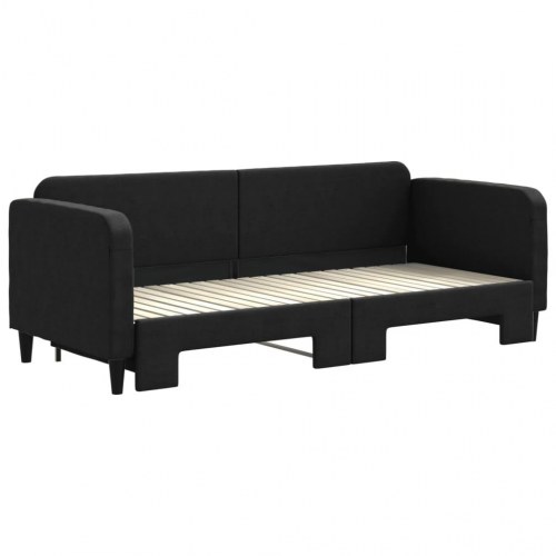Daybed med udtræk 80×200 cm - stof, sort