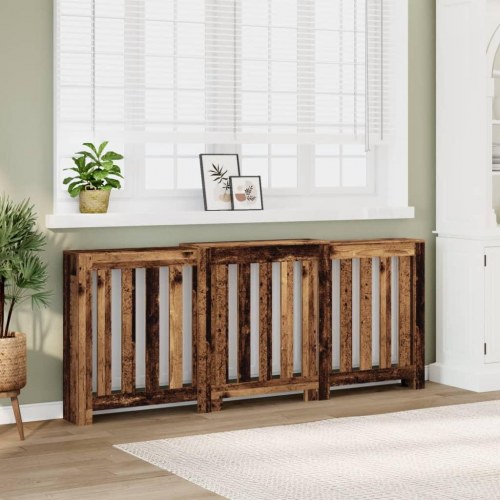 Radiatorskjuler 205 × 21,5 × 83,5 cm i konstrueret træ - antikt træ