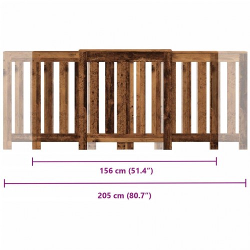 Radiatorskjuler 205 × 21,5 × 83,5 cm i konstrueret træ - antikt træ
