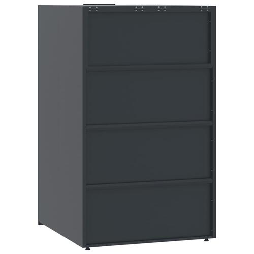 Skraldespandsskjuler 276x79x117 cm 4 rum stål antracit