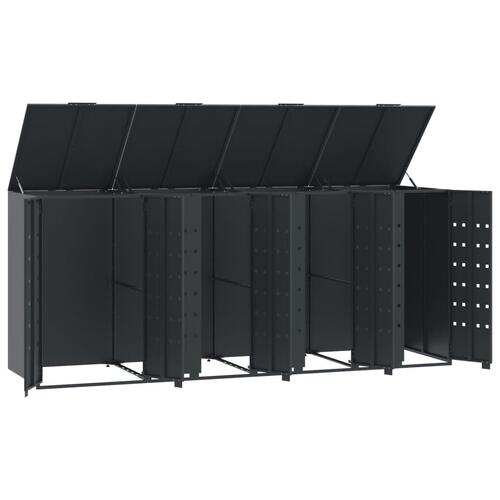 Skraldespandsskjuler 276x79x117 cm 4 rum stål antracit