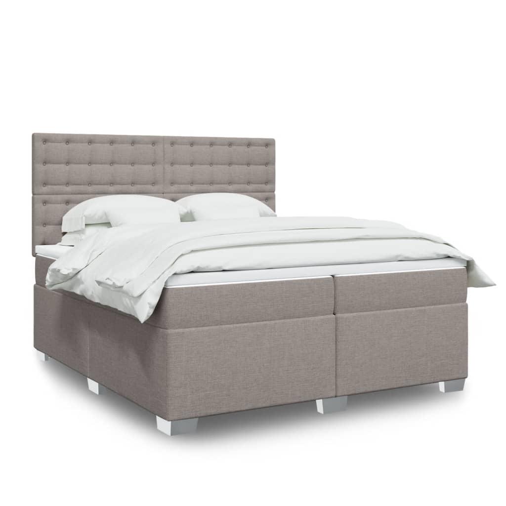 Kontinentalseng med madras og topmadras 200 x 200 cm - stof, gråbrun