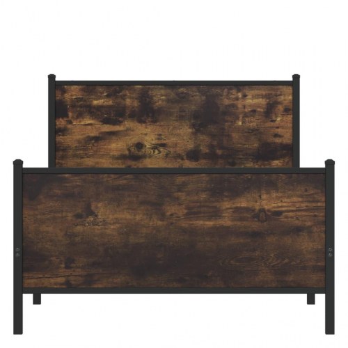 Sengeramme 107 x 203 cm i metal - røget egetræ