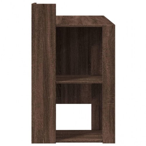 Skrivebord med 2 hylder - brun egetræsfarve, 103,5 x 56,5 x 94 cm