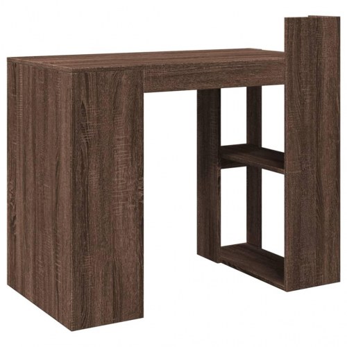 Skrivebord med 2 hylder - brun egetræsfarve, 103,5 x 56,5 x 94 cm