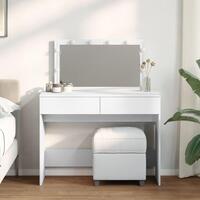 Makeupbord med LED-lys 100x40x120 cm hvid