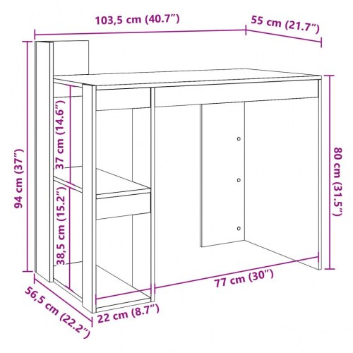 Skrivebord 103,5 x 56,5 x 94 cm - sort