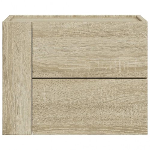 Væghængt sengebord med 2 skuffer 45 x 30 x 35 cm - sonoma-eg