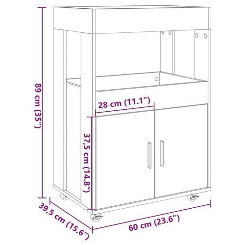 Barvogn 60x39,5x89 cm konstrueret træ røget egetræsfarve