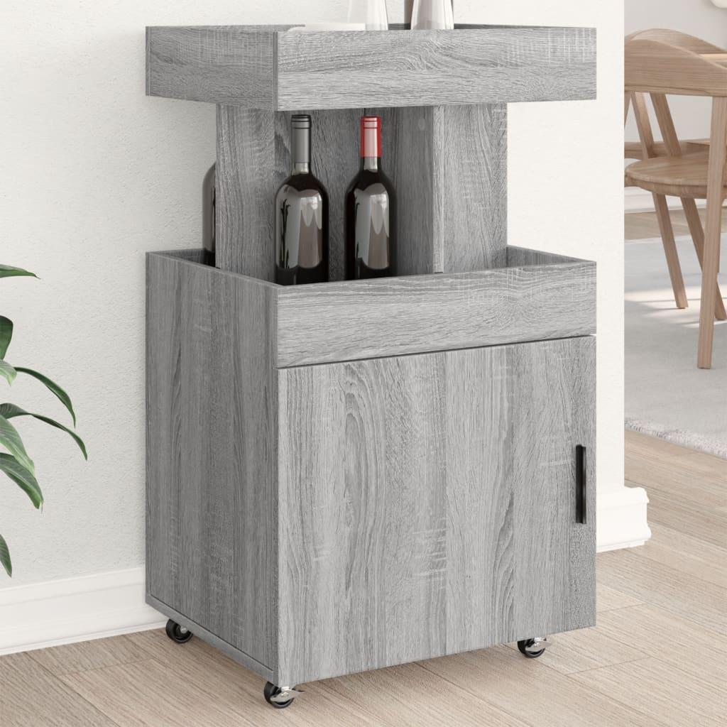 Barvogn med hjul 50 x 41 x 89 cm i konstrueret træ - grå sonoma-eg