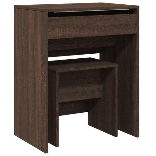 Kosmetikbord med skammel 60x40x113,5 cm brun egetræ