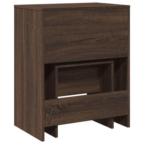 Kosmetikbord med skammel 60x40x113,5 cm brun egetræ