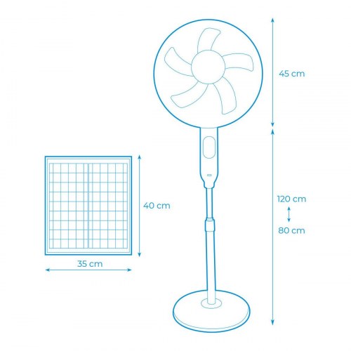 EDM Product fritstående ventilator 33523 - Hvid 25 W Solar