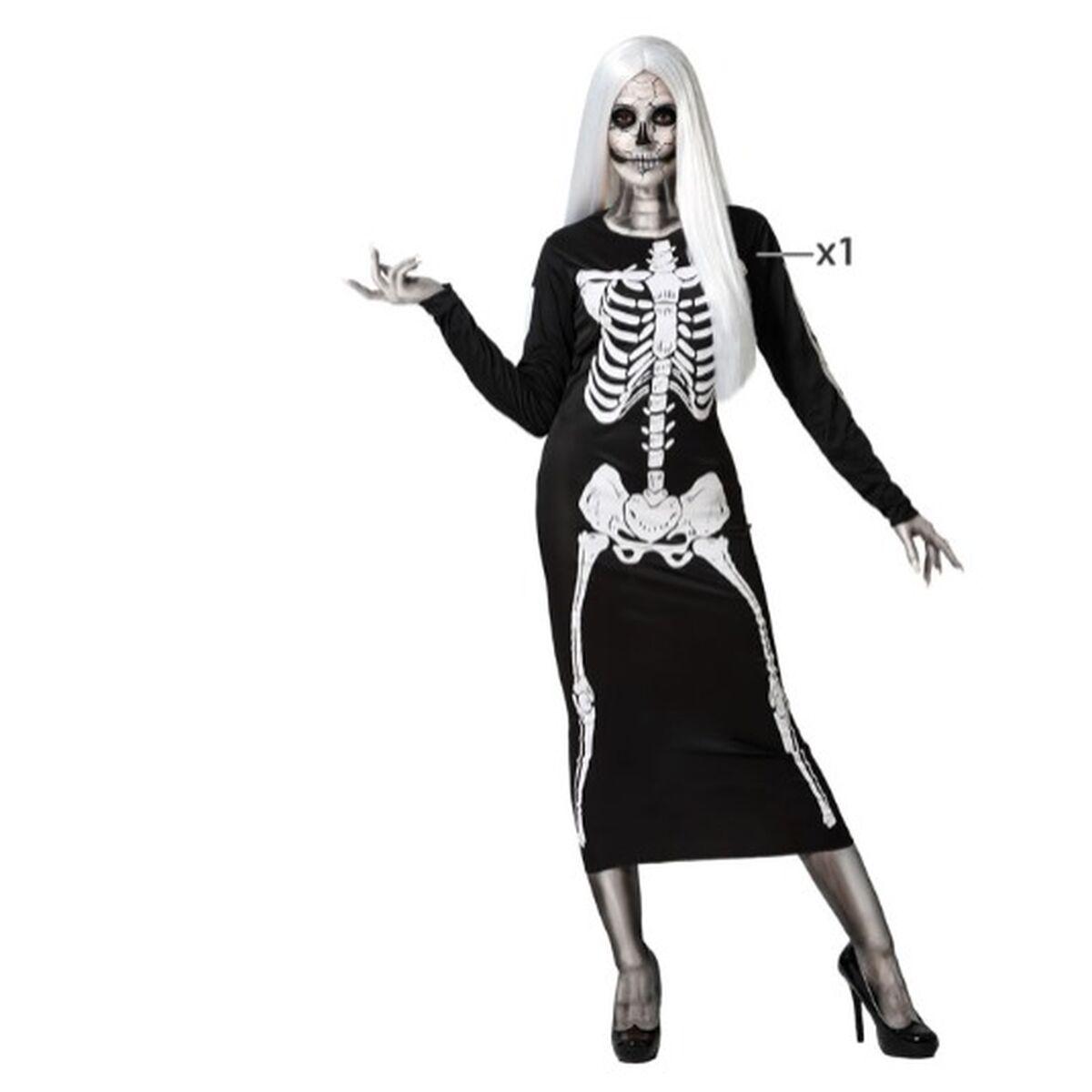 Kostume til voksne Skelet Dame Sort XL