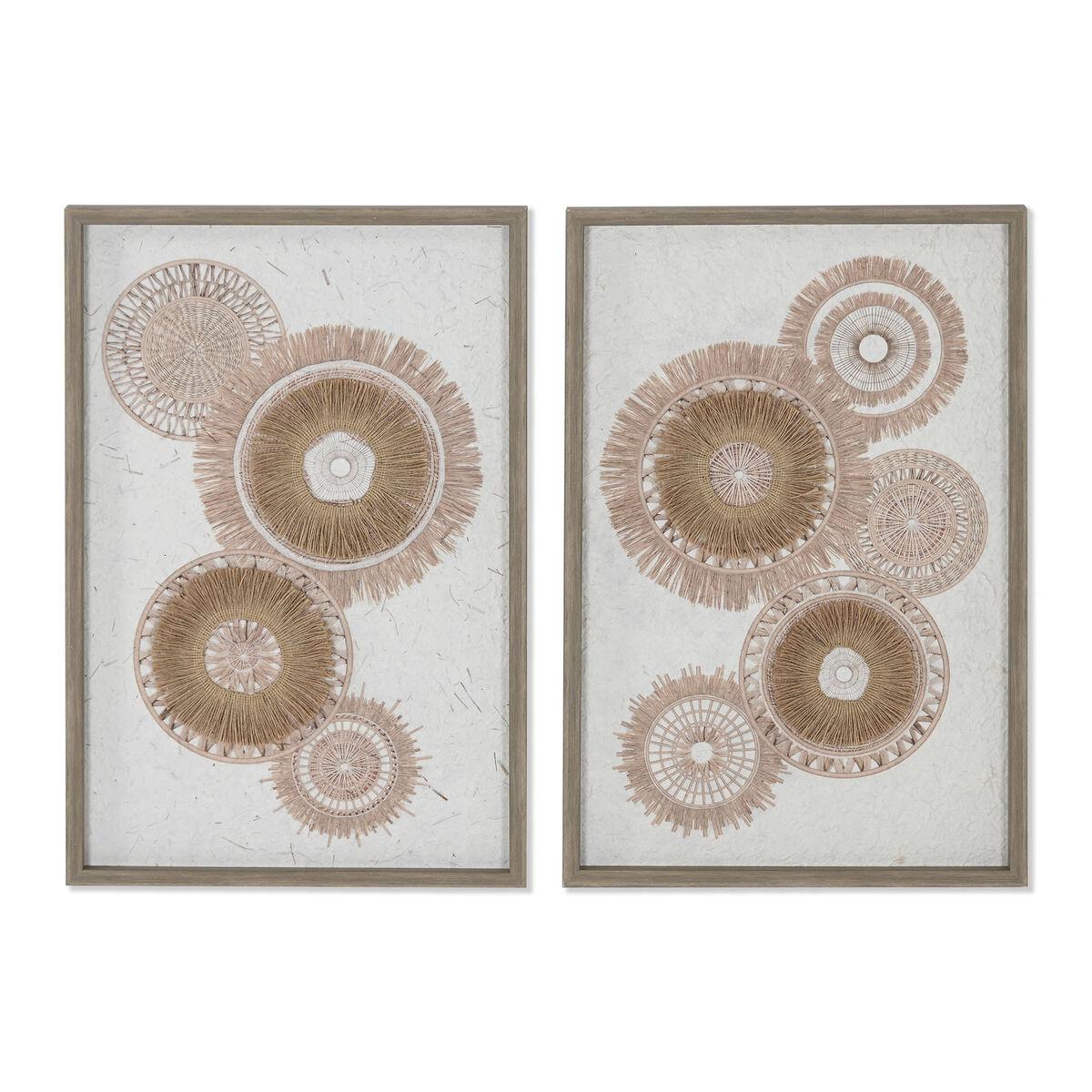 Lærred Home Esprit Hvid Natur Boho 40 X 3 X 60 Cm 2 Enheder